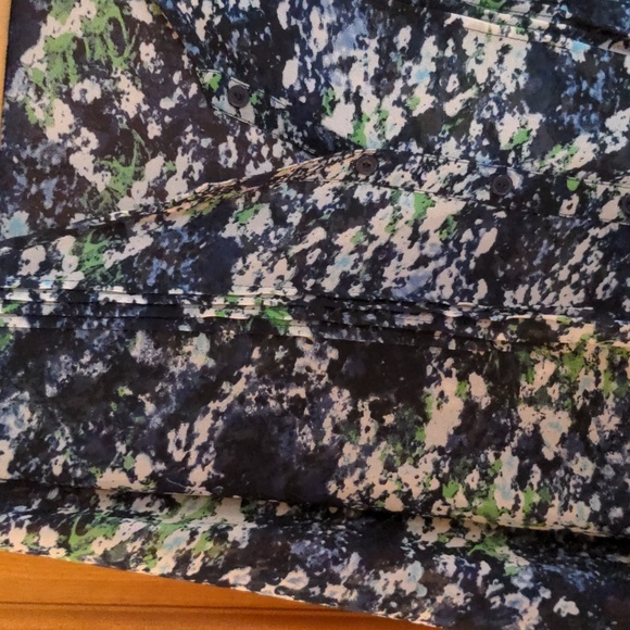 Calvin Klein Sheer Impressionist Blouse Blue Green S 🔥Host Pick  1-2-25🔥 - Picture 2 of 12